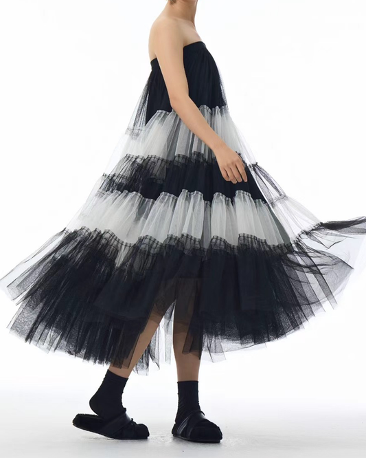 Black and White Two Ways Dress/Long Skirt