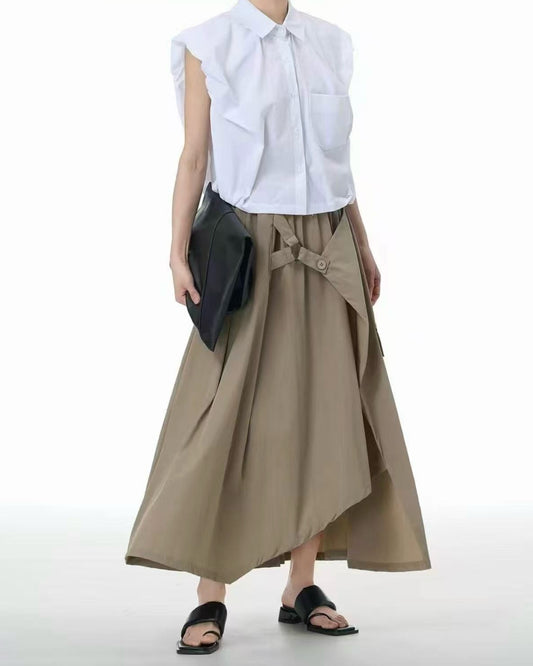 Skirt with Ring-Buckle Detail
