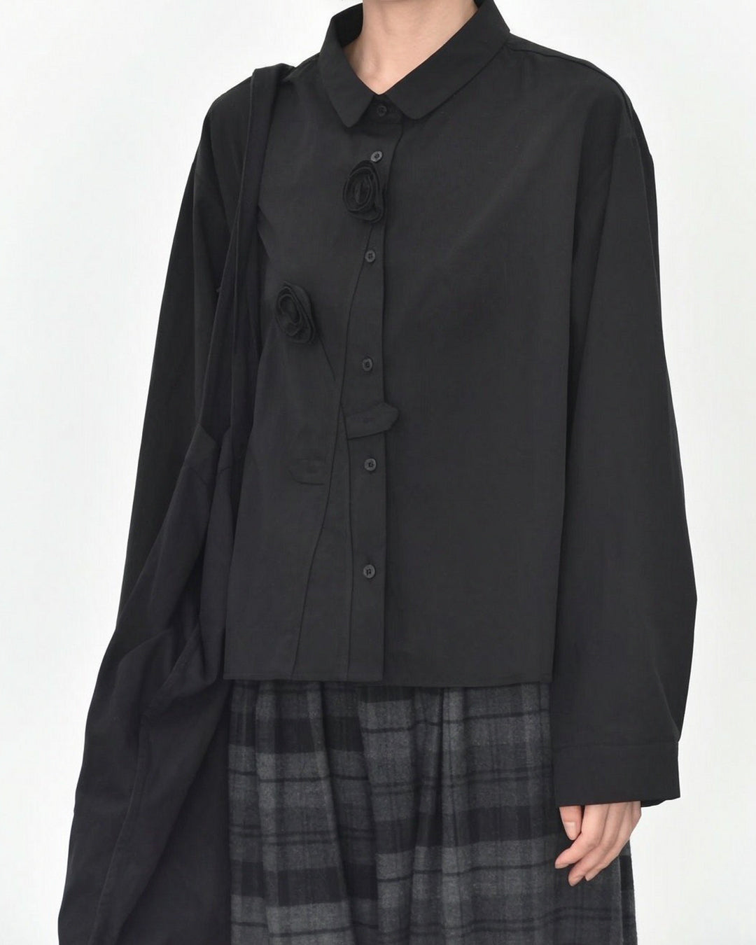 3D Handcrafted Flower Long-Sleeve Shirt