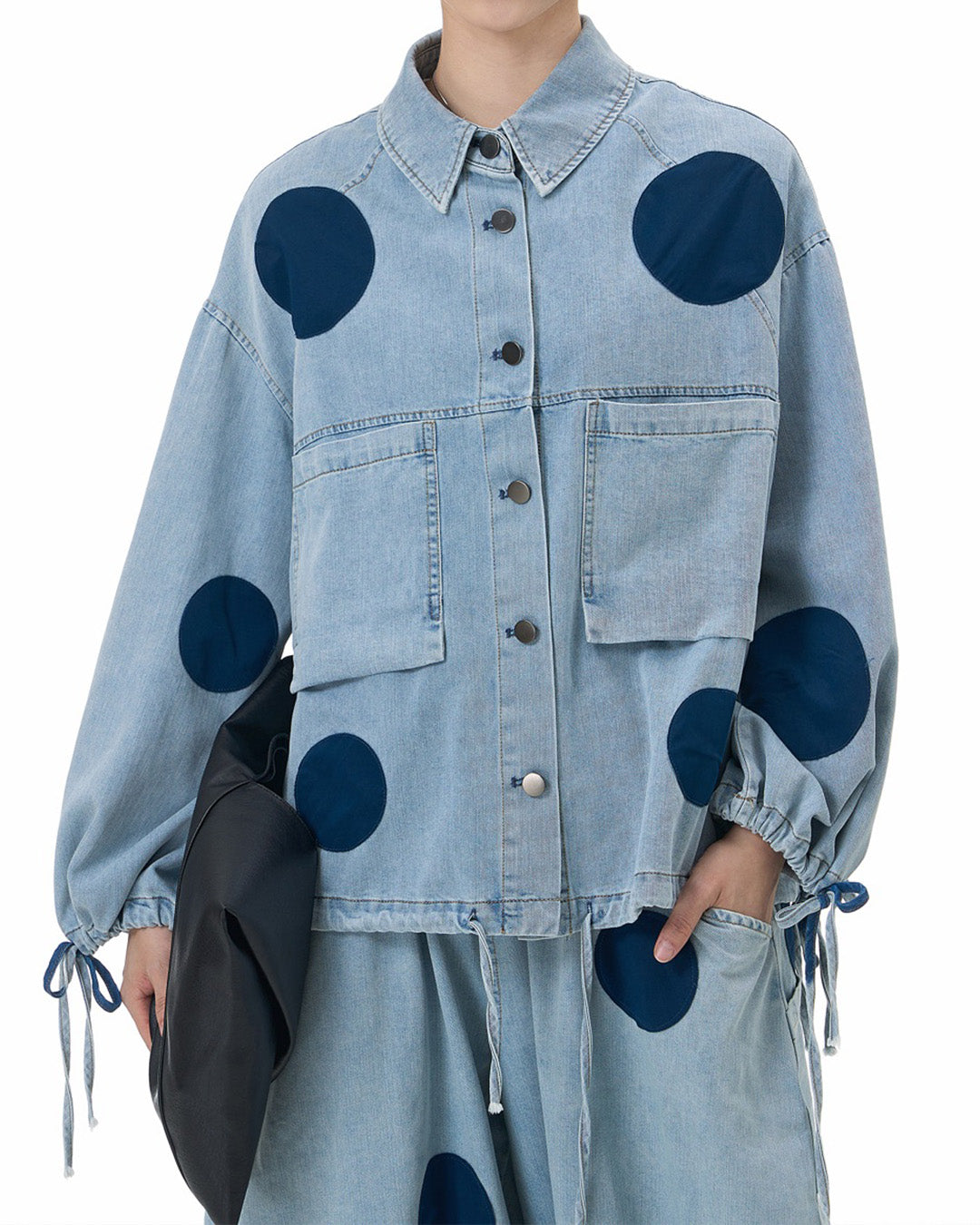 Polka Dot Collage Denim Jacket