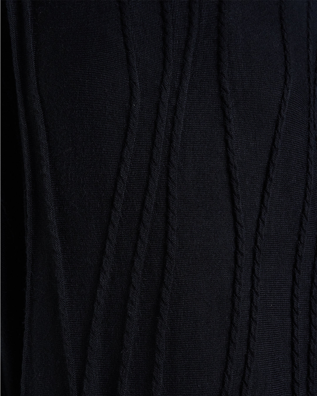 Wool Blend Long Sleeve Knit Top with Vertical Braided Detail