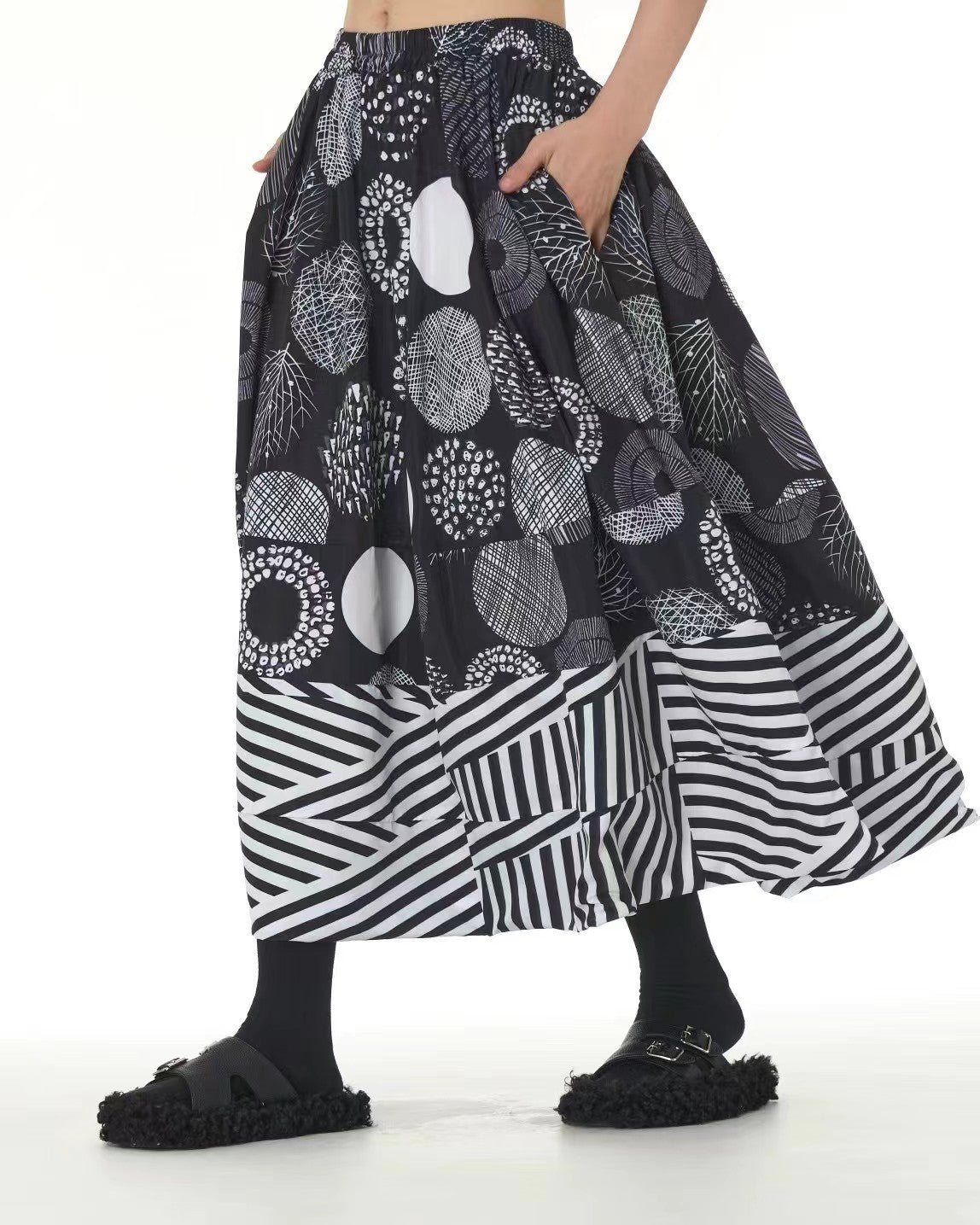 Pre-order Multi Graphic Pattern Patchworks Skirt
