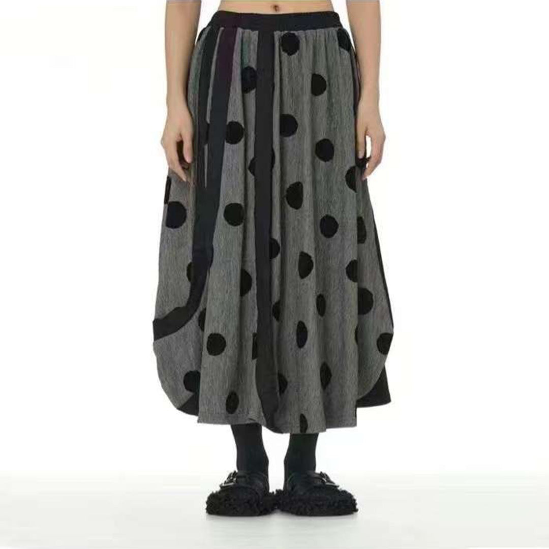 Craft Pleated Fabric Grey Dot Pattern Skirt