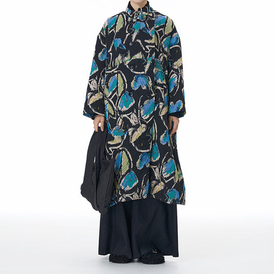 Exclusive Designer Wool Coat with Vibrant Prints