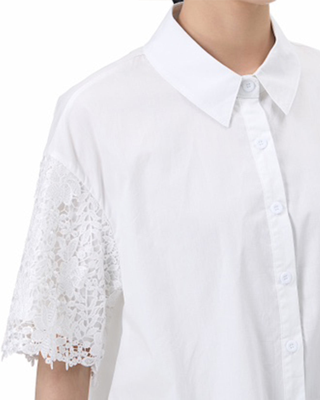 Shirt with Lace Panel Sleeves
