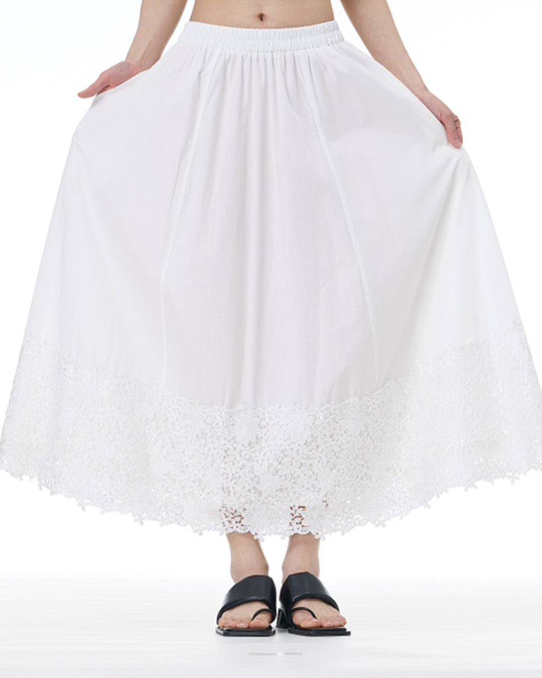Lace Panel Hem Skirt