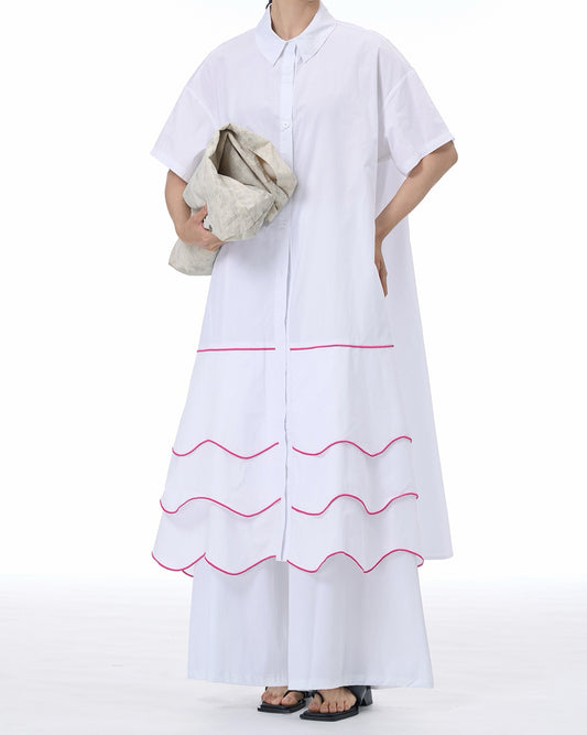 Pre-order Multiple Wavy Hemline Short Sleeves Dress
