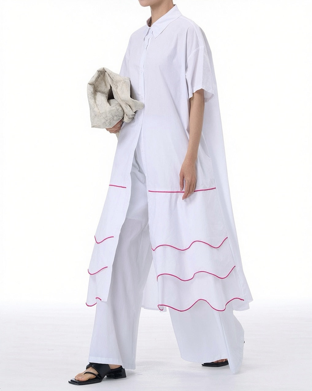 Pre-order Multiple Wavy Hemline Short Sleeves Dress
