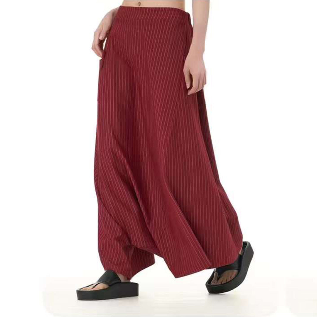 Stripe Pattern Baggy Pants Available in Red and Black