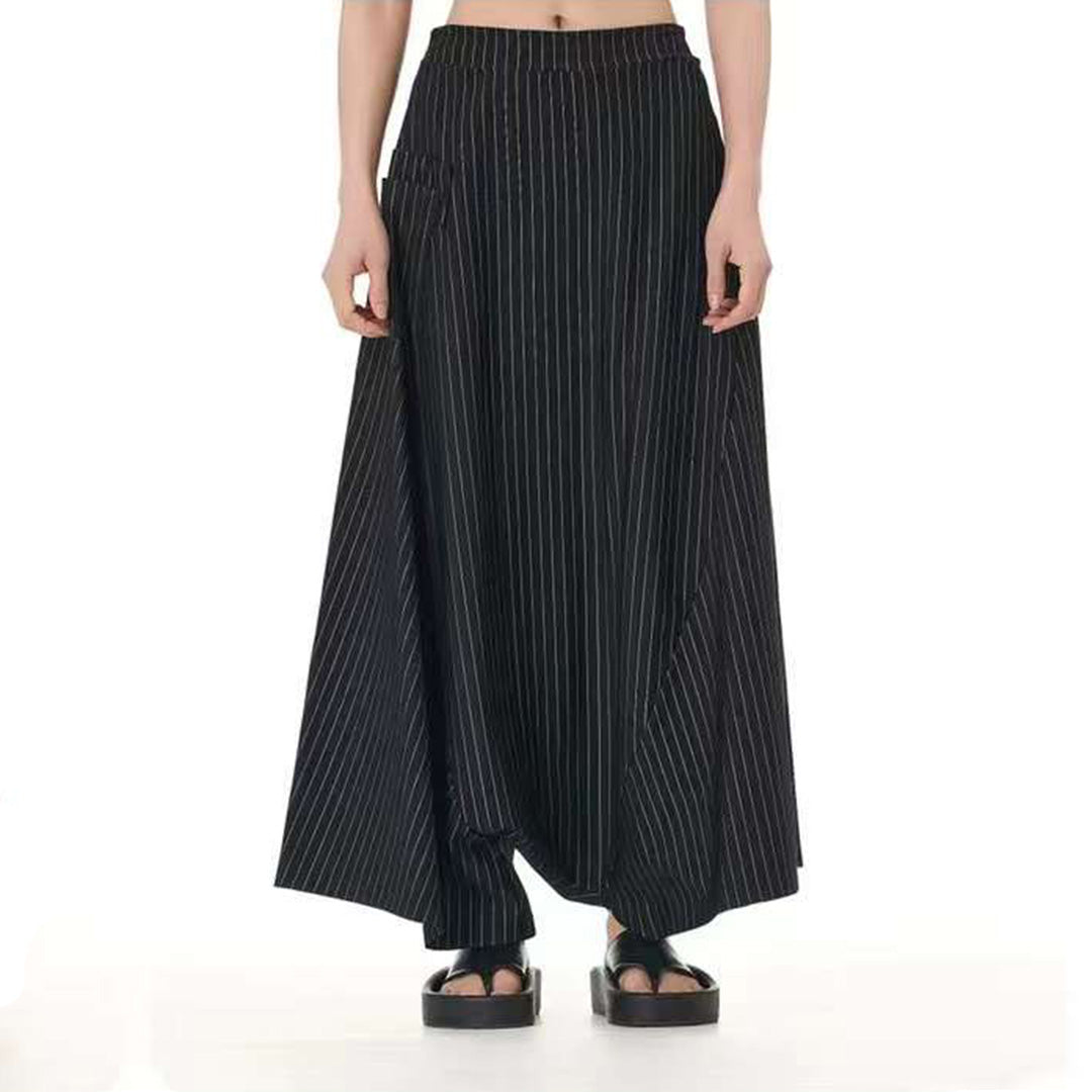 Stripe Pattern Baggy Pants Available in Red and Black