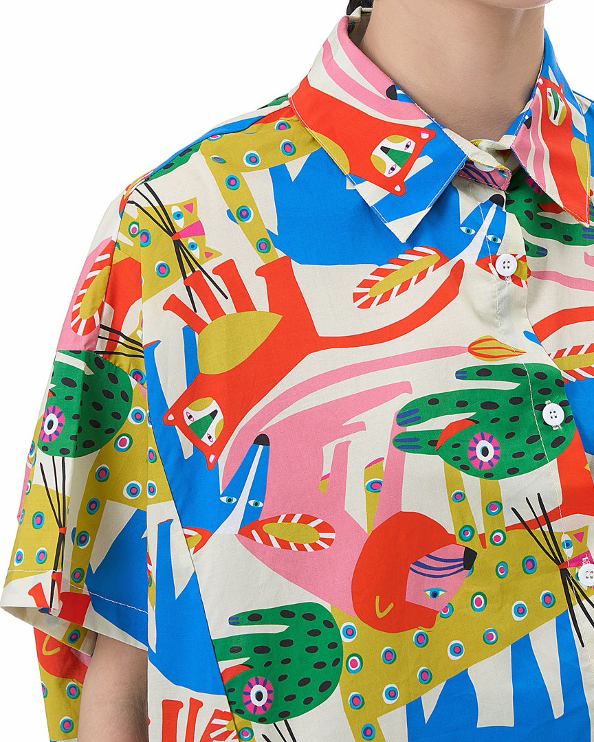 Pre-order Funky Lion and Cat Animal Print Shirt