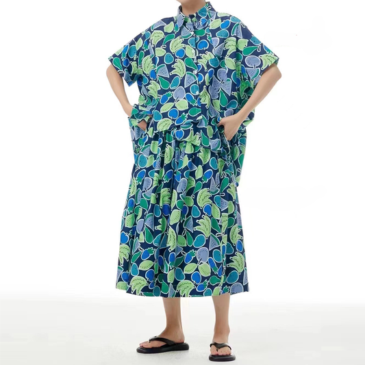 Watermelon Banana Fruity Irregular Shirt Skirt is also available