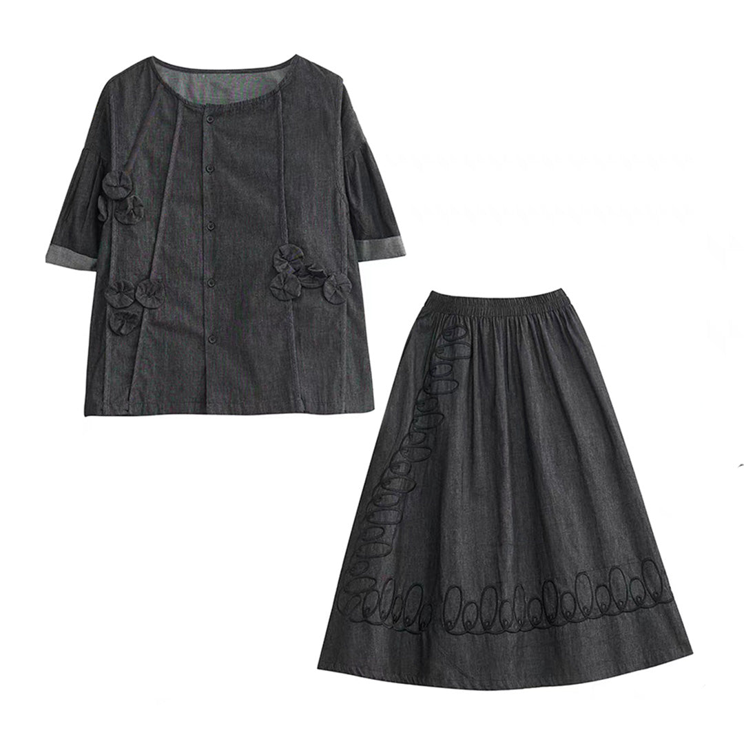 Black jean hotsell skirt outfit 3d