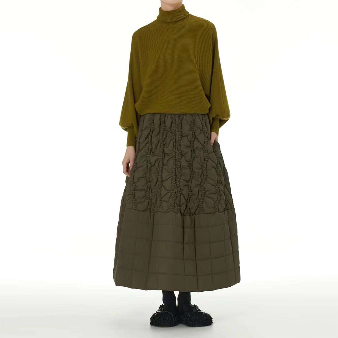 Thick Skirt with Braided Craft Available in Green and Black