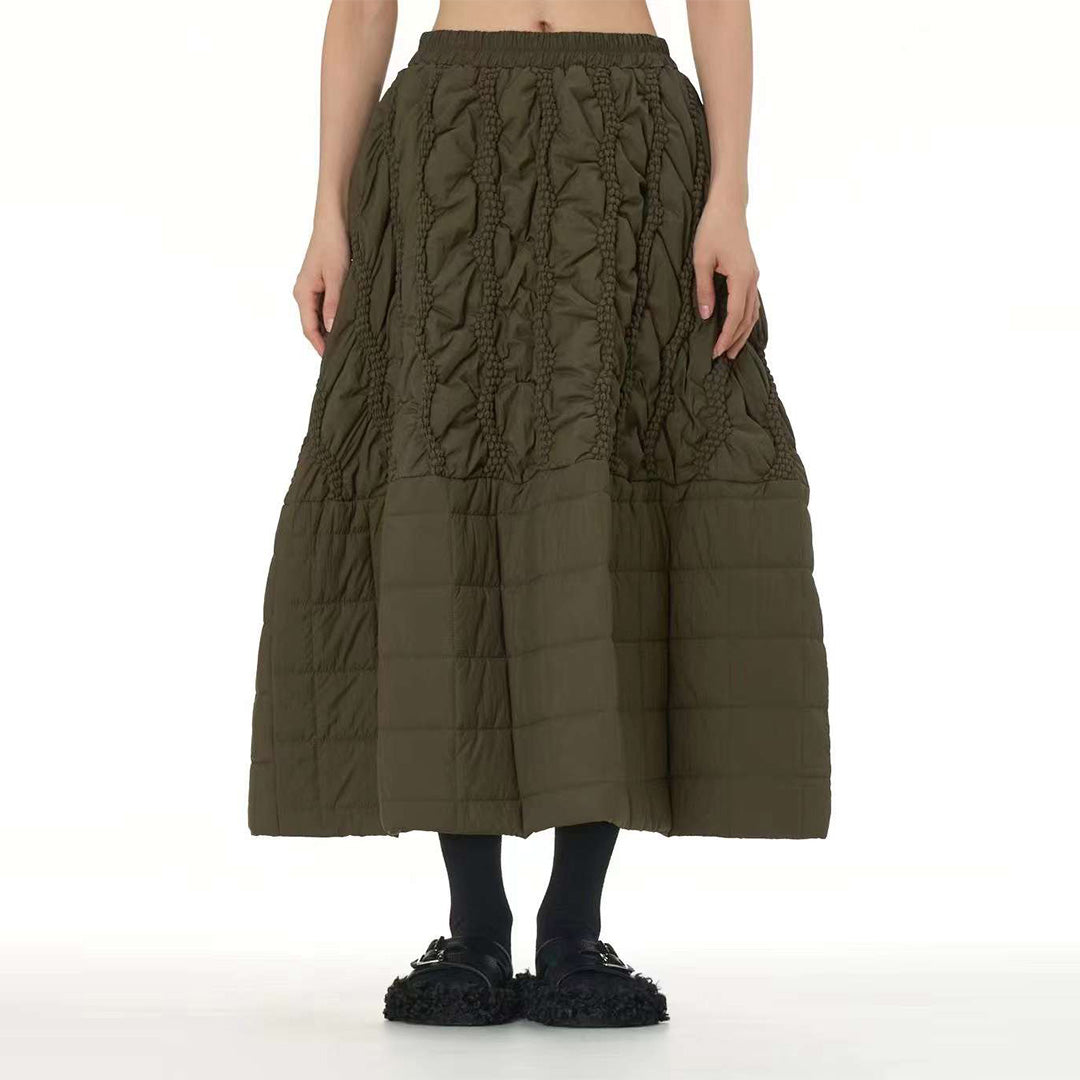 Thick Skirt with Braided Craft Available in Green and Black