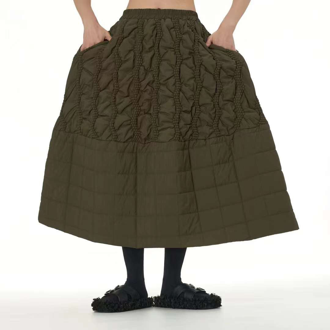 Thick Skirt with Braided Craft Available in Green and Black