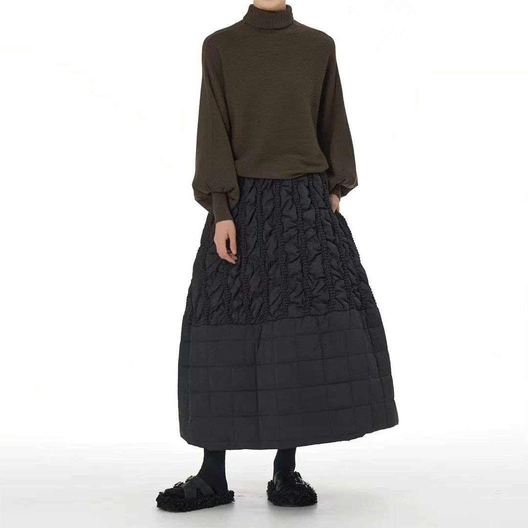 Thick Skirt with Braided Craft Available in Green and Black