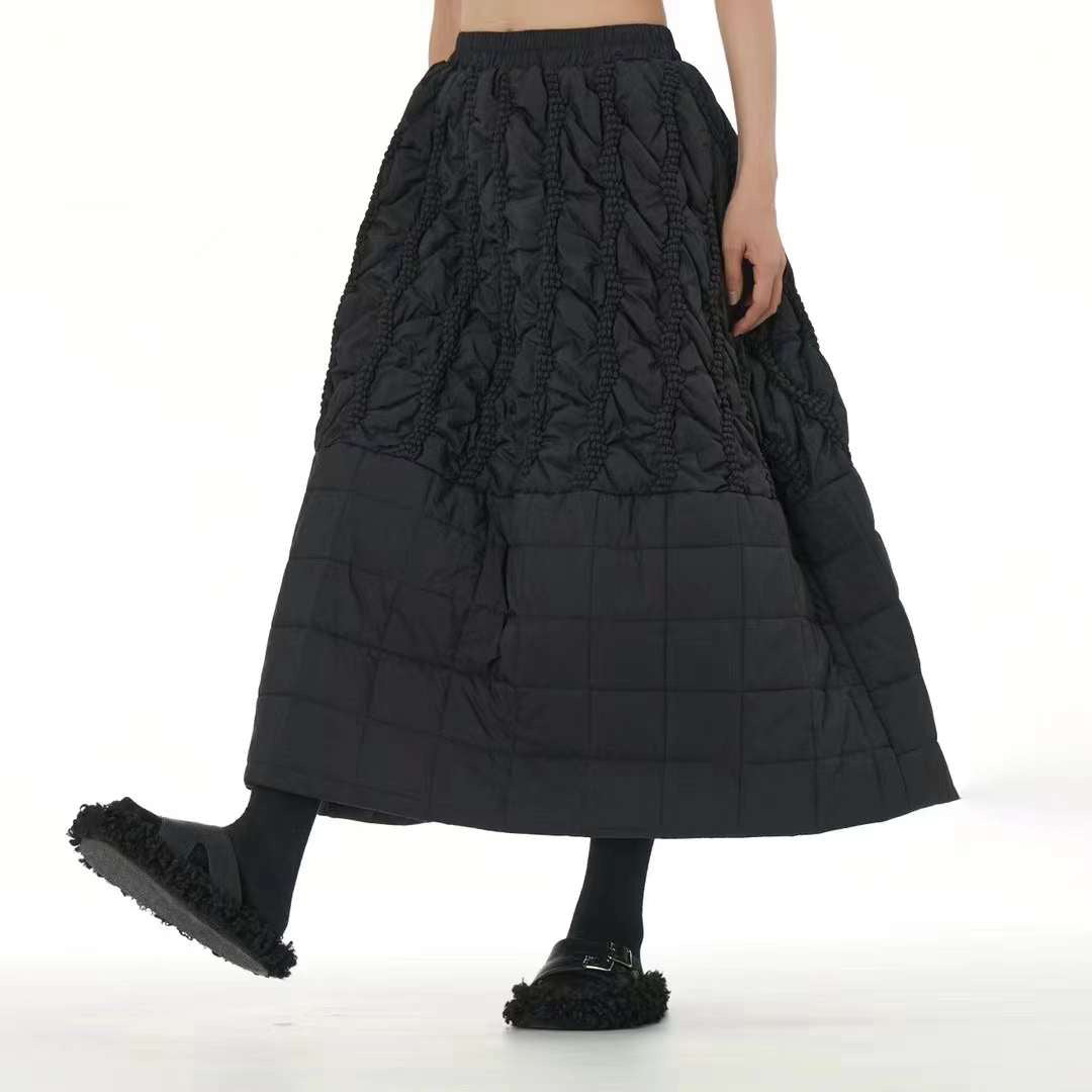 Thick Skirt with Braided Craft Available in Green and Black