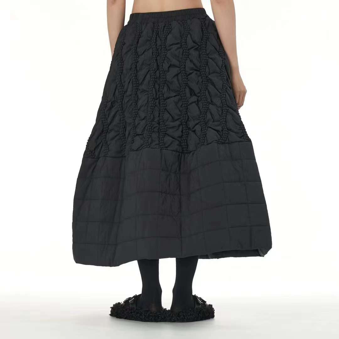 Thick Skirt with Braided Craft Available in Green and Black