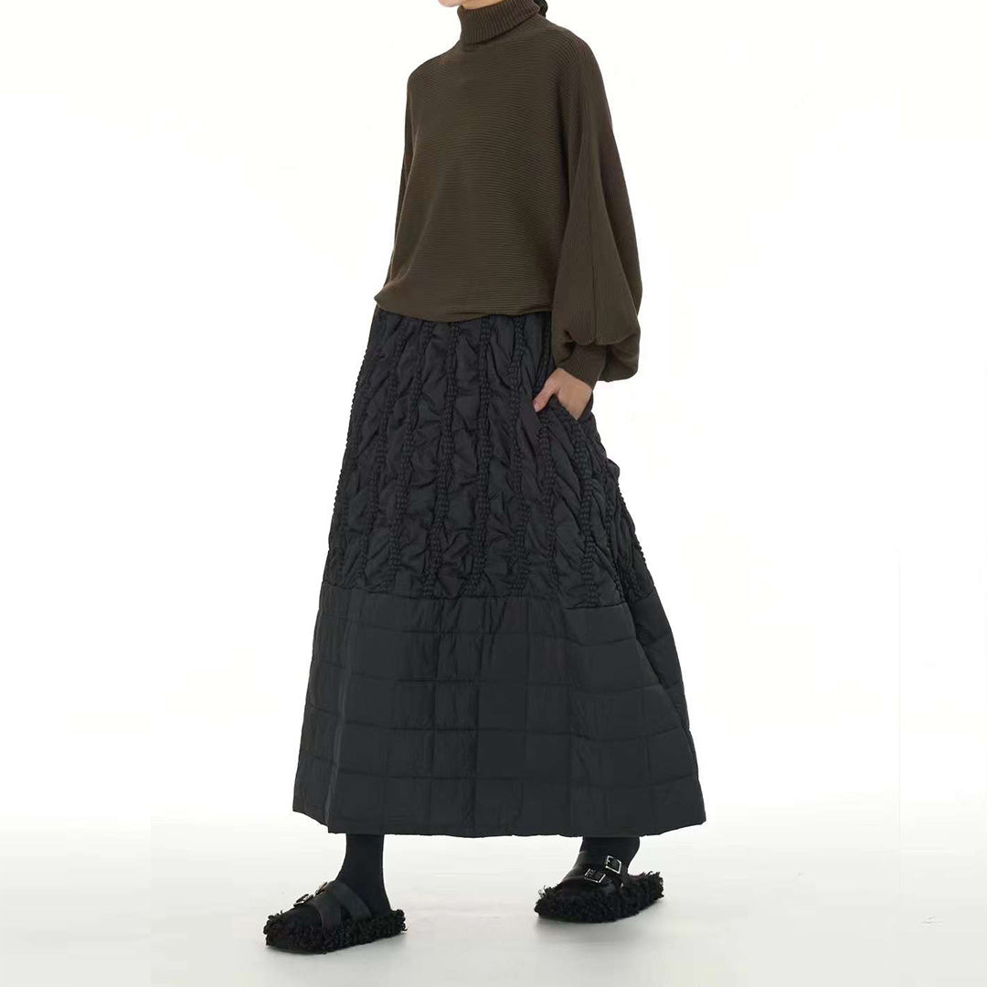 Thick Skirt with Braided Craft Available in Green and Black