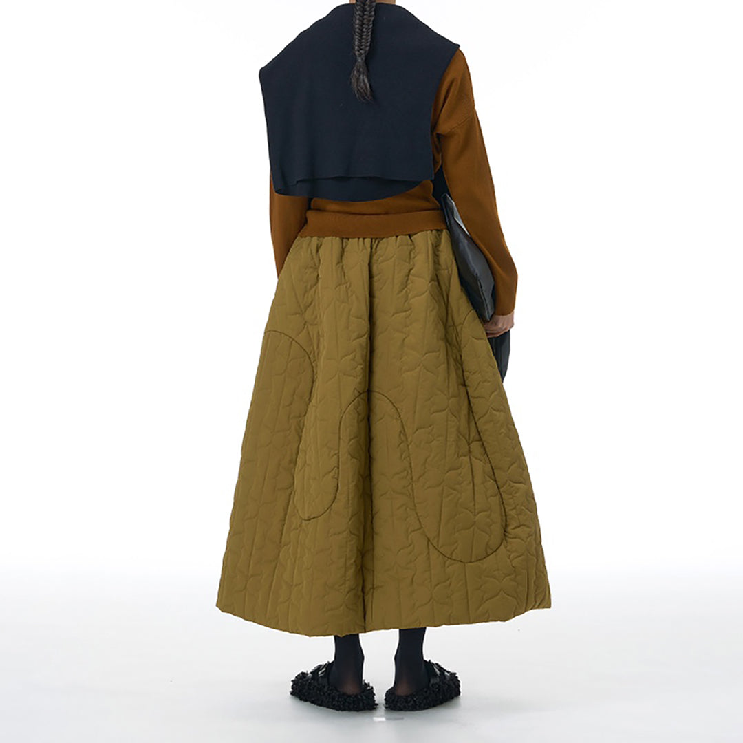 Winter Essential Tulip-Shaped Quilted Thick Skirt Available in Black and Mustard