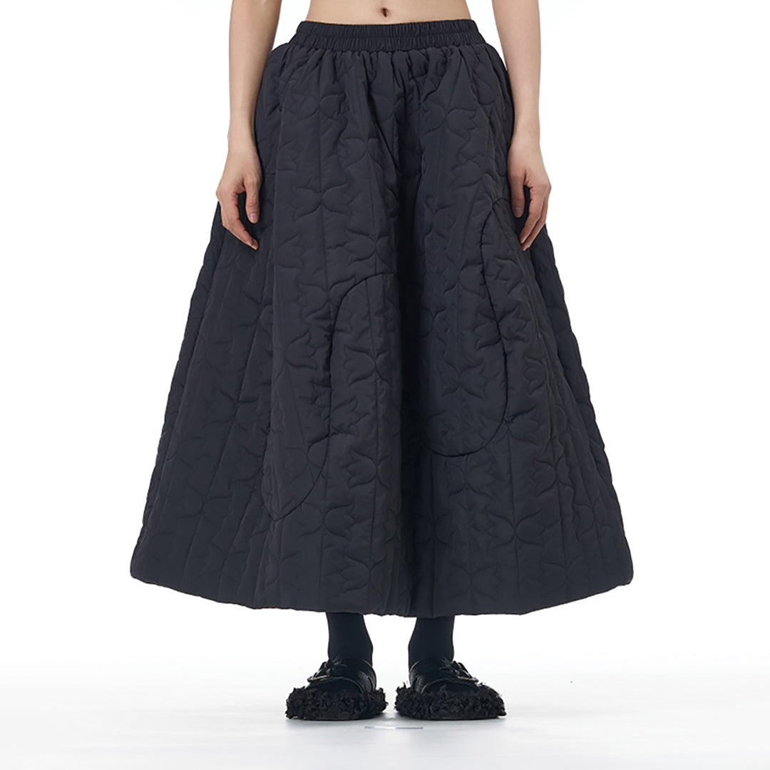 Winter Essential Tulip-Shaped Quilted Thick Skirt Available in Black and Mustard