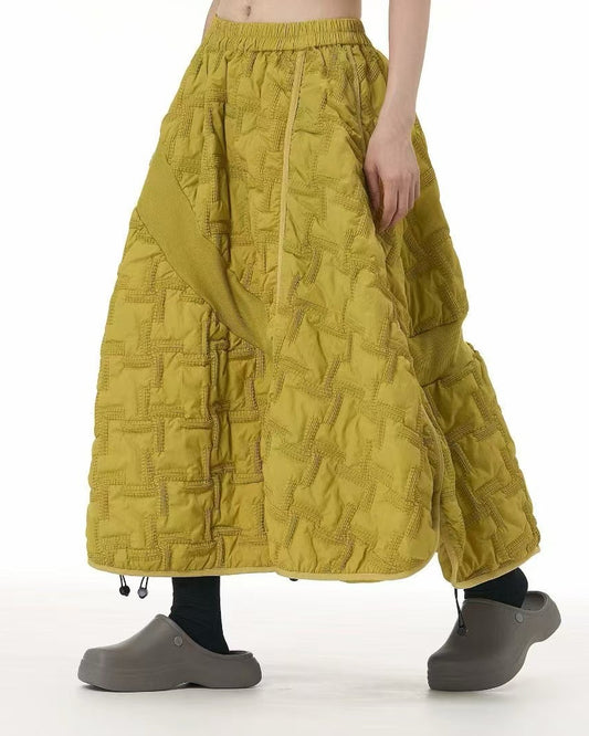 Heavy Check Quilted Padded Skirt
