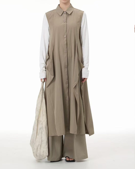 Architectural Panels Deco Draped Vest Dress