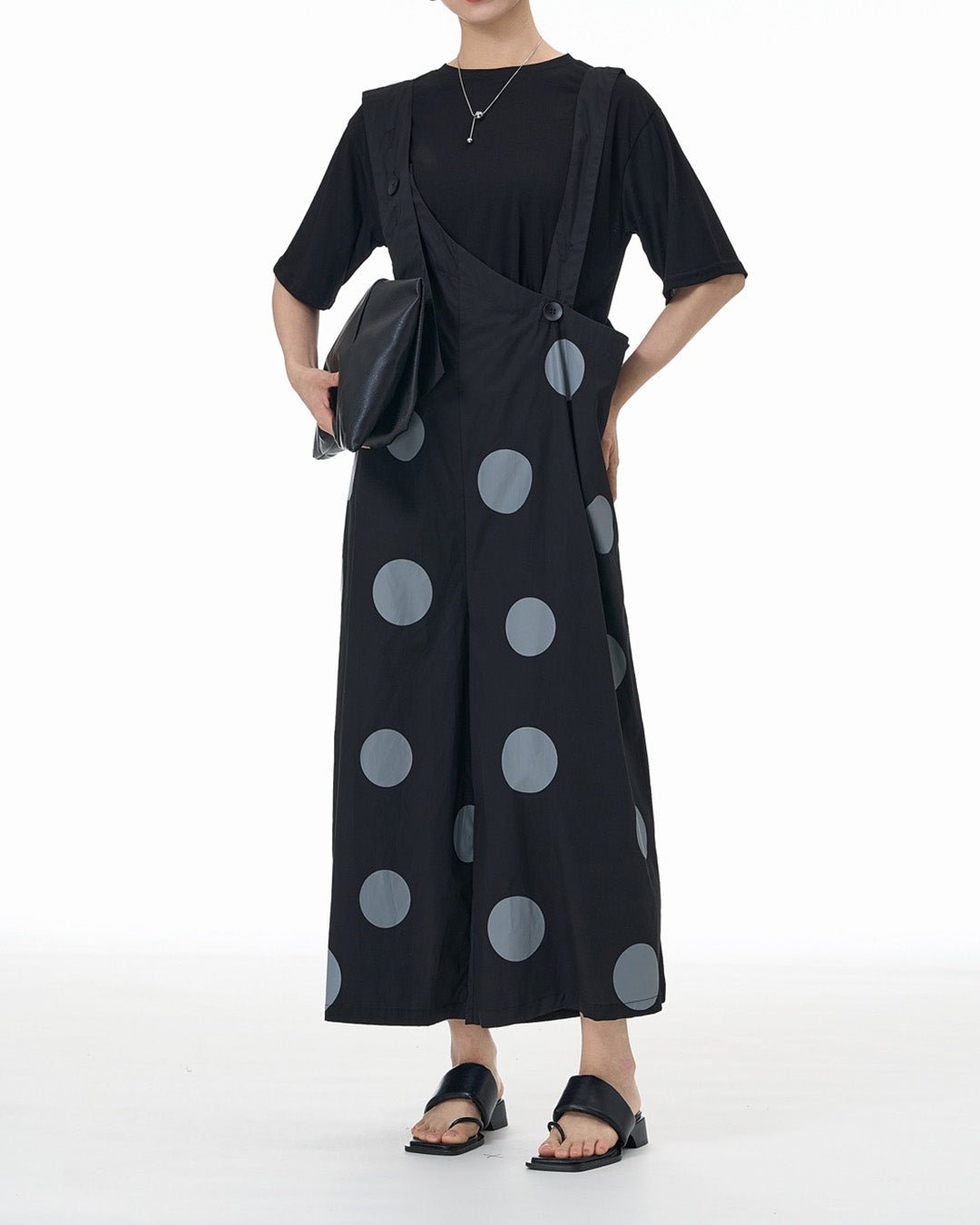 Polka Dot Asymmetrical Front Overall