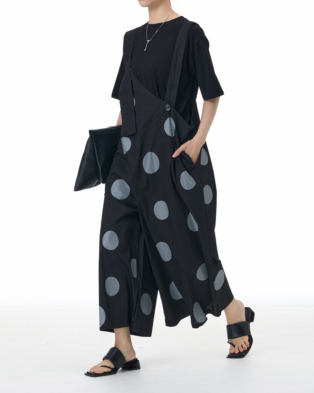 Polka Dot Asymmetrical Front Overall