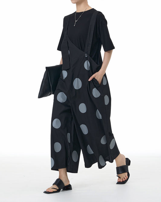Polka Dot Asymmetrical Front Overall