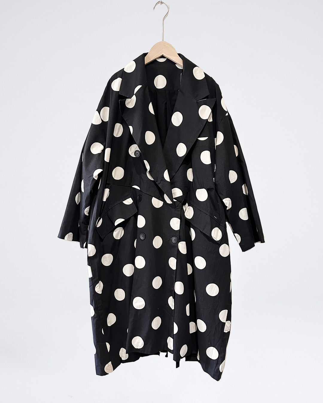Cotton Linen Blend Polka Dot Coat