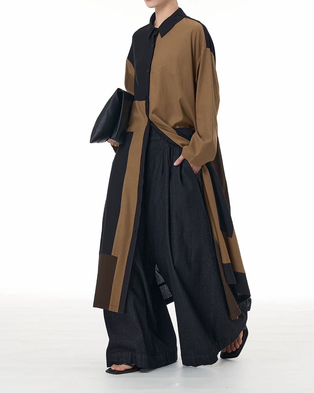 Linen Contrast Colour Patchworks Dress