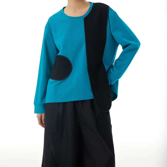 Contrast Blue Patchworks Jumper