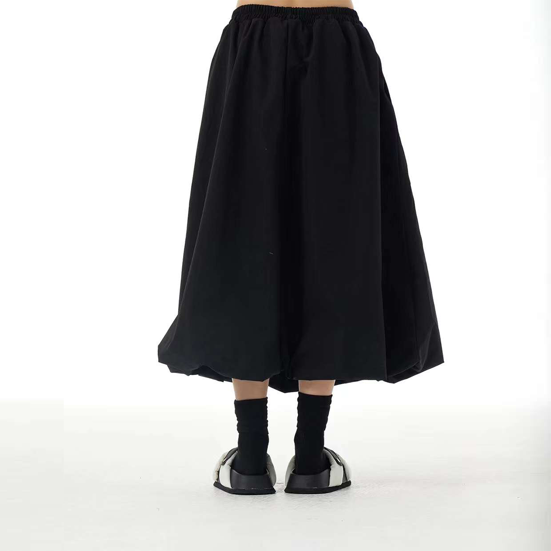 Contrast Lines Pocket Patchworks Lantern Skirt Available in Two Colours