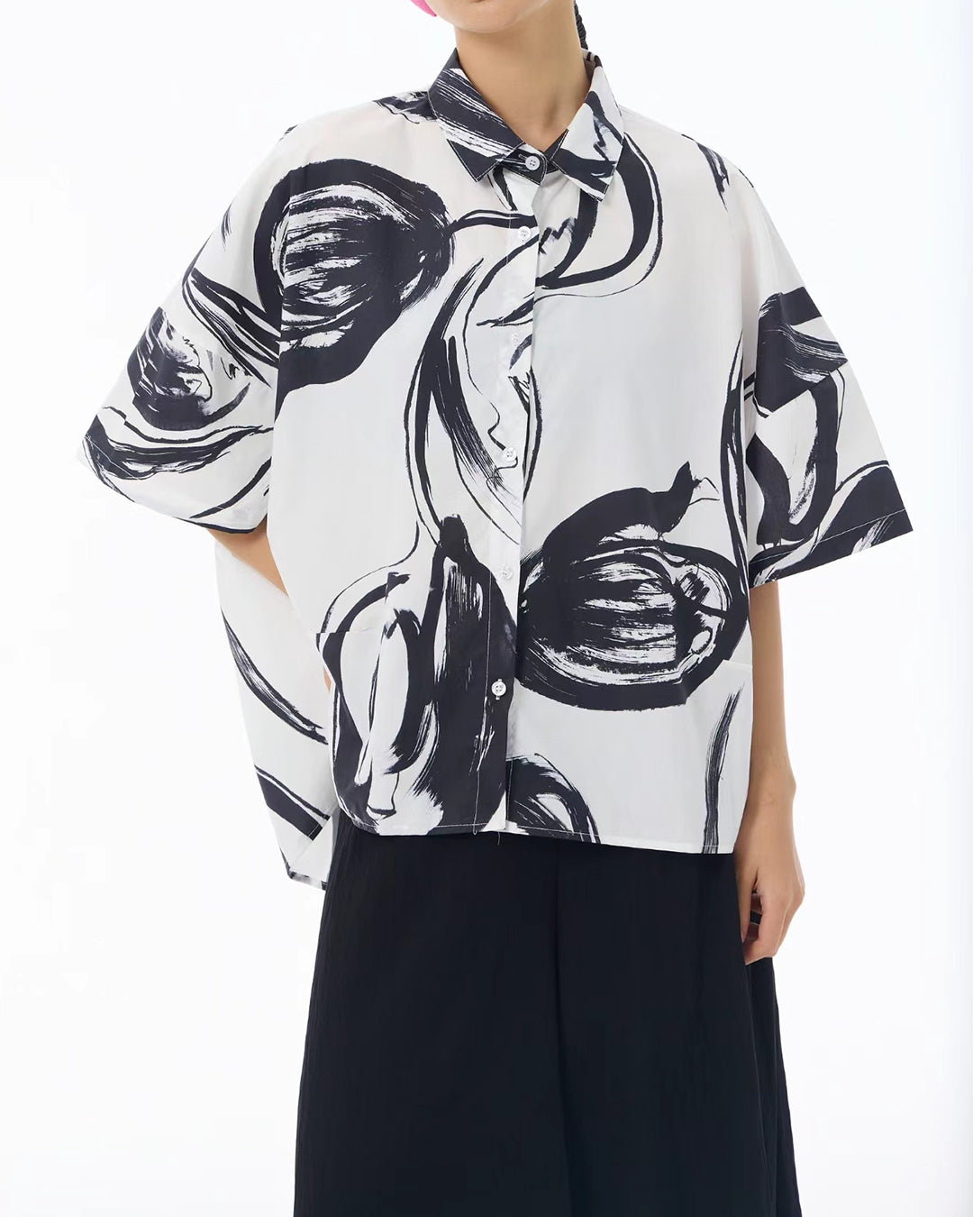 Ink Abstract Print Short Sleeves Shirt