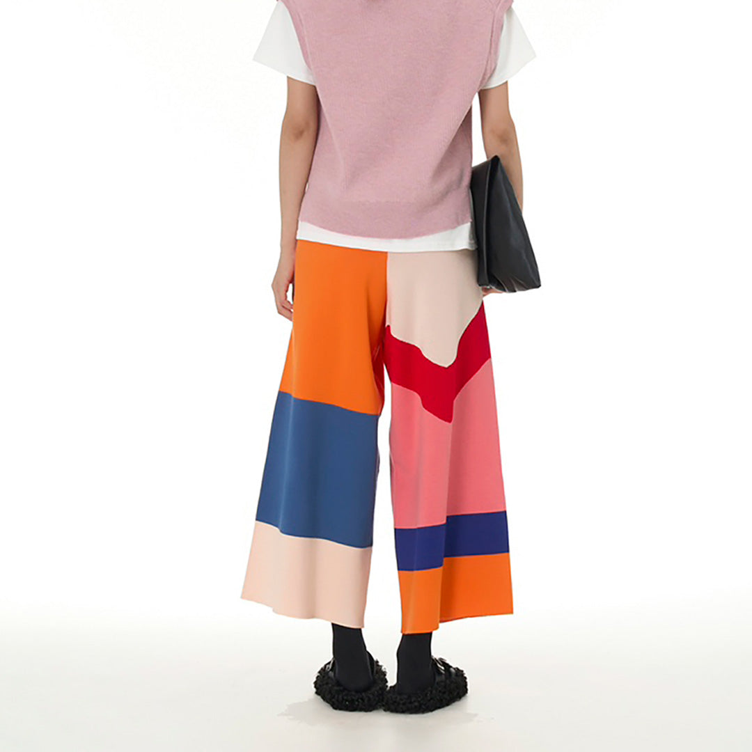 Colour block Knit Sweater Pants