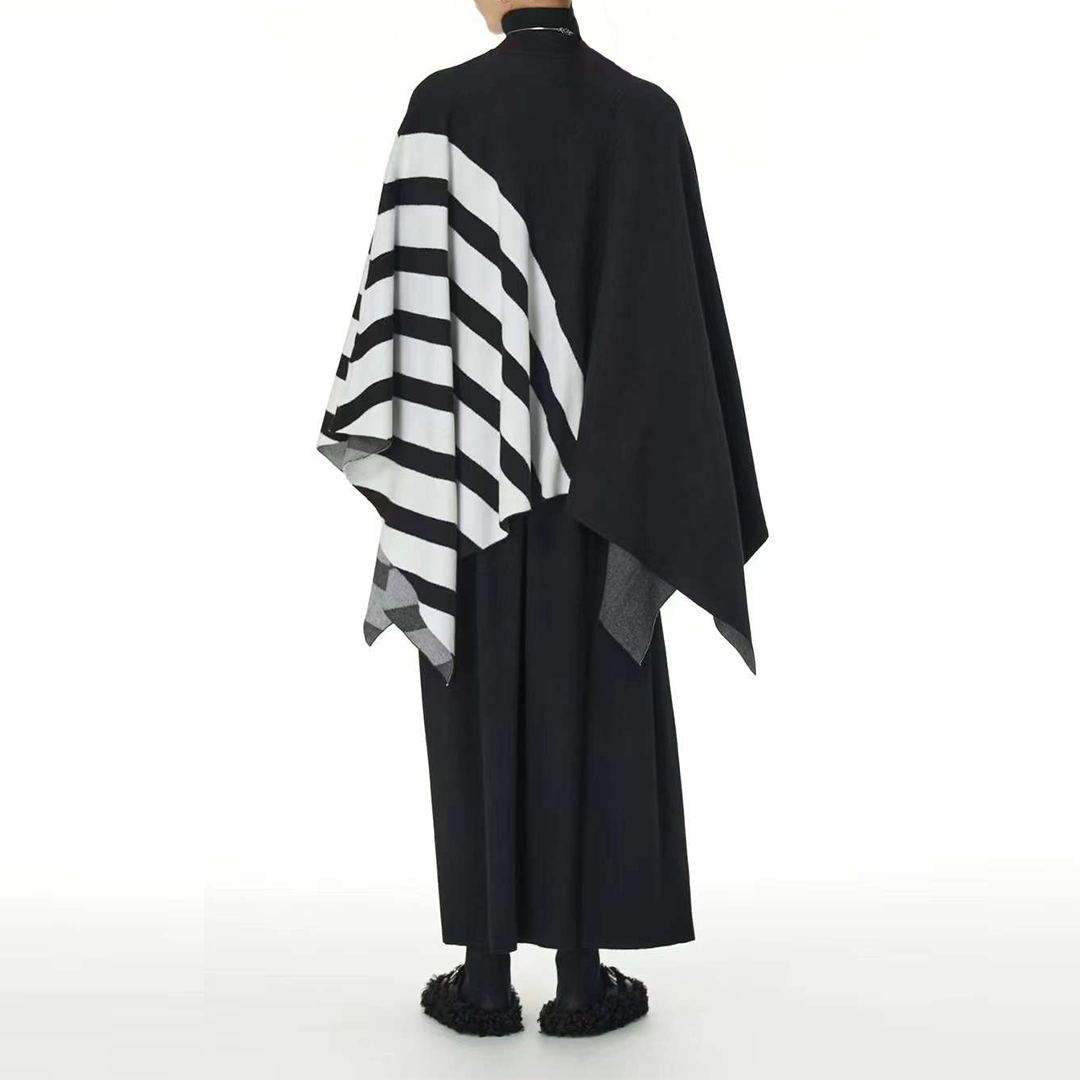 In Stock Half Stripe Zip Knitted Cape