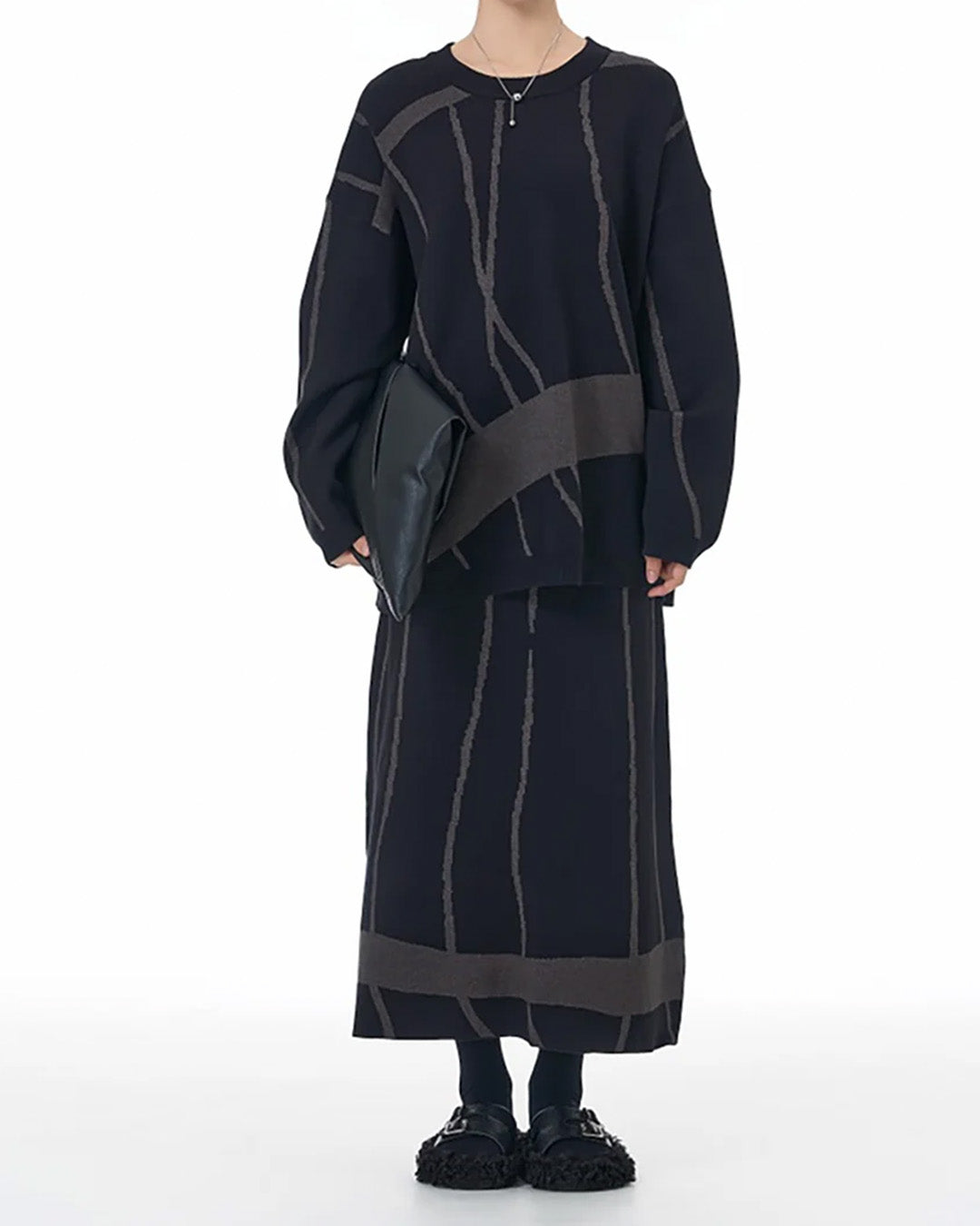 Designer Knit Set with Placement Abstract Motifs
