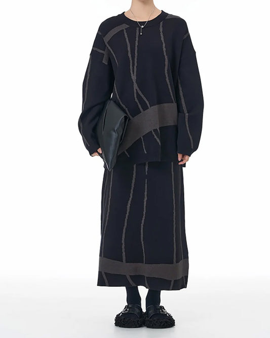 Designer Knit Set with Placement Abstract Motifs