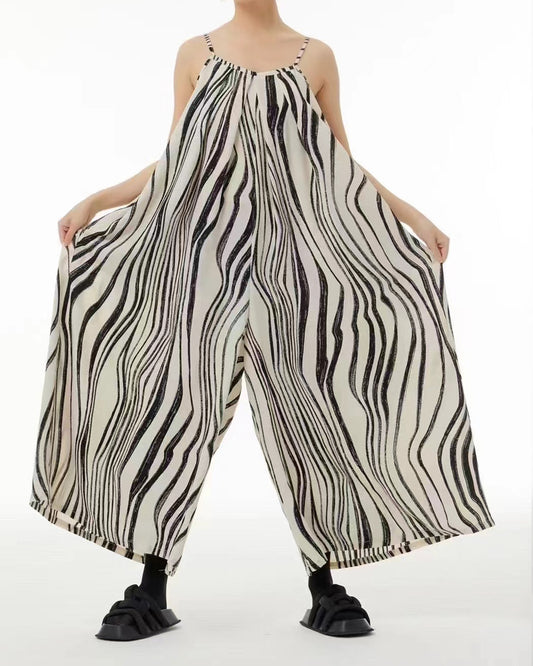 Brush Strokes Pattern Print Jumpsuit