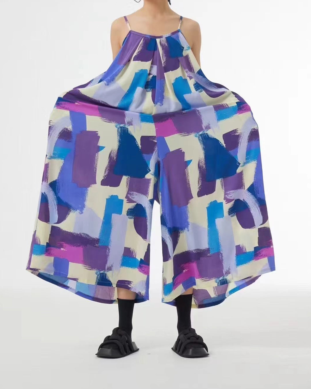 Pattern Print Wide Leg Jumpsuit