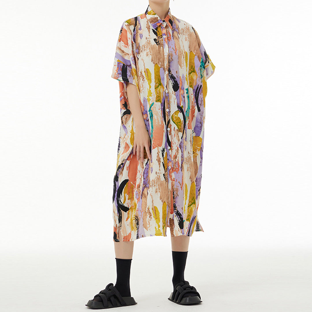 In Stock Colourful Graffiti Loose Fit Dress