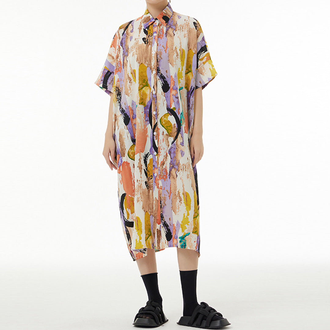 In Stock Colourful Graffiti Loose Fit Dress