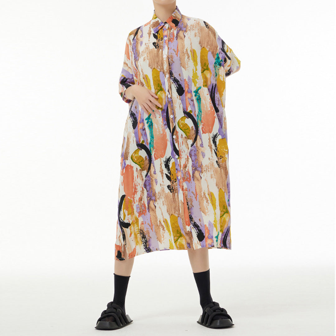 In Stock Colourful Graffiti Loose Fit Dress