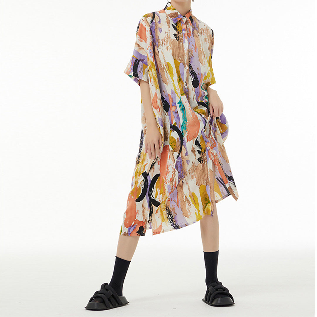 In Stock Colourful Graffiti Loose Fit Dress