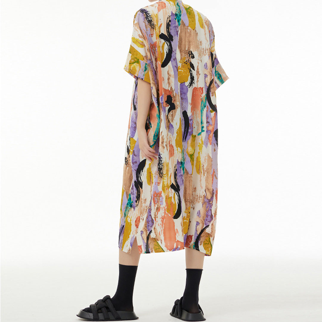 In Stock Colourful Graffiti Loose Fit Dress