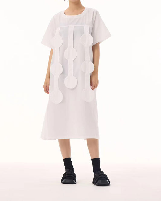 3D Geometry Pieces Deco Short Sleeves Dress