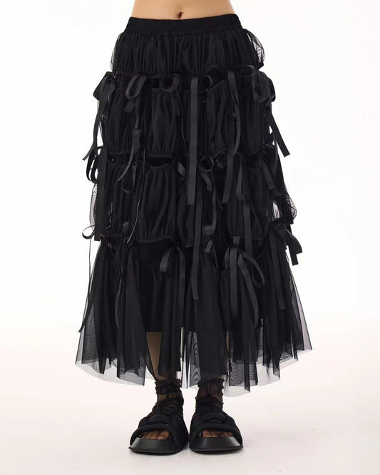 Pre-order Layered Tulle Skirt with Ribbon Bows