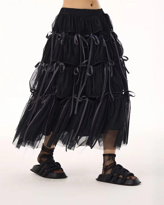 Pre-order Layered Tulle Skirt with Ribbon Bows